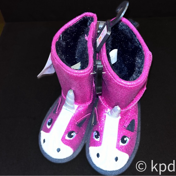 NWT Toddler Dark Purple Sparkly Unicorn Boots - Muk Luks - Picture 6 of 7